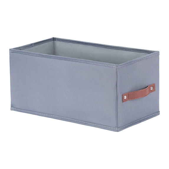 Unique Bargains Storage Cube Fabric Foldable Basket with Handles for Shelves 1pcs Grey M