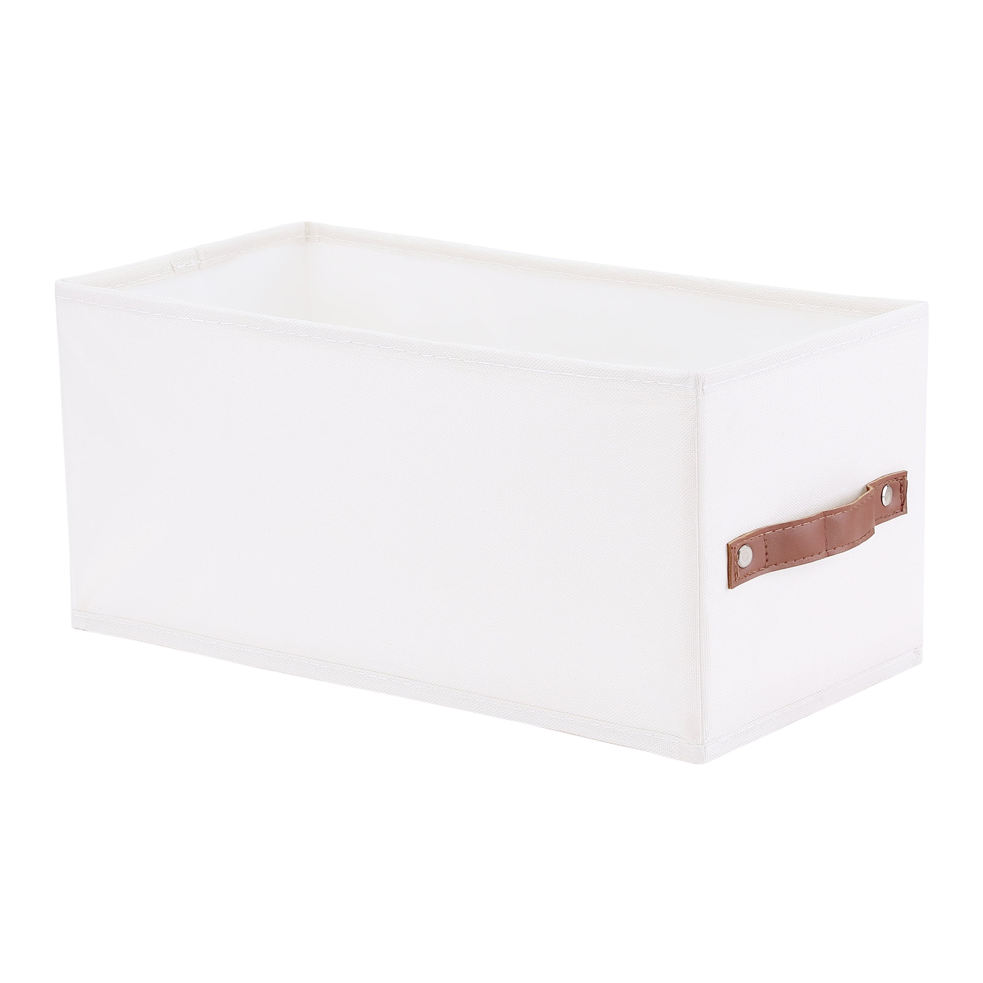 Unique Bargains Storage Cube Fabric Foldable Basket with Handles for Shelves 1pcs White M