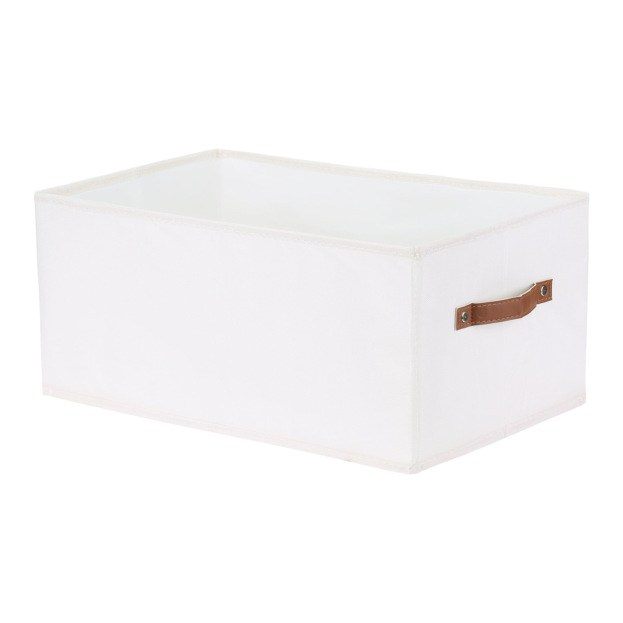 Unique Bargains Storage Cube Fabric Foldable Basket with Handles for Shelves 1pcs White XL
