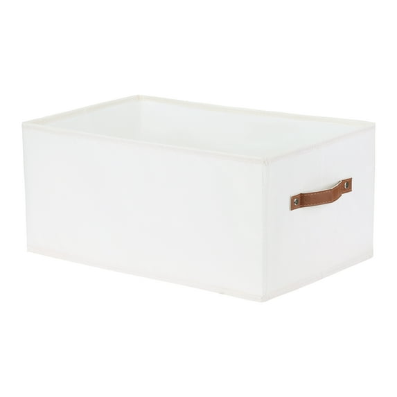 Unique Bargains Storage Cube Fabric Foldable Basket with Handles for Shelves 1pcs White XL