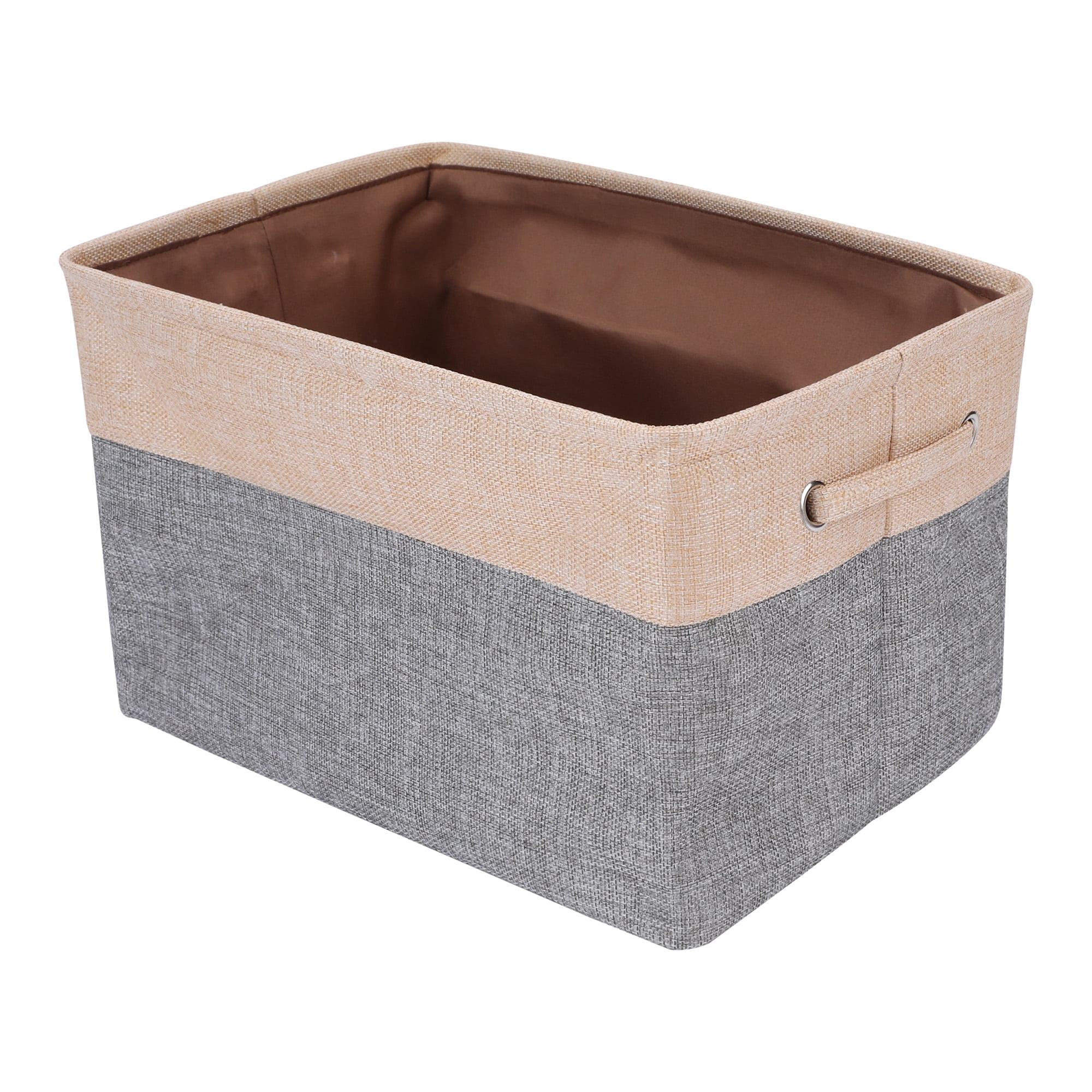 Unique Bargains Storage Cube Fabric Storage Bin with Handles Beige 15*10.2*9.8in
