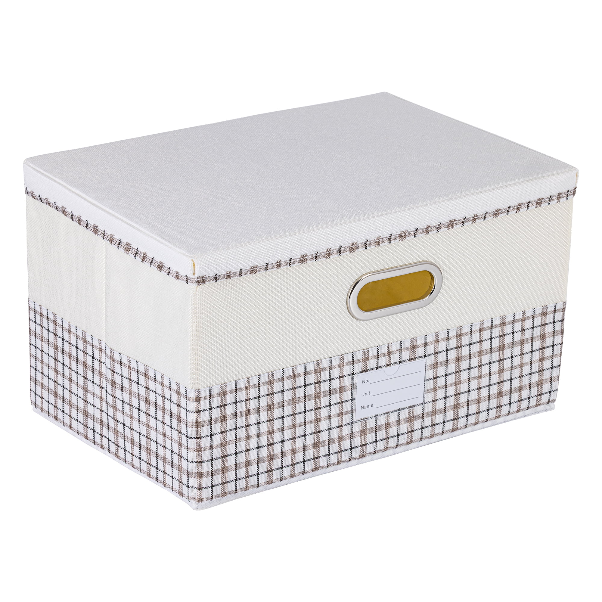 Unique Bargains Storage Cube Fabric Storage Bin with Handles Beige 15*9.8*8.3in