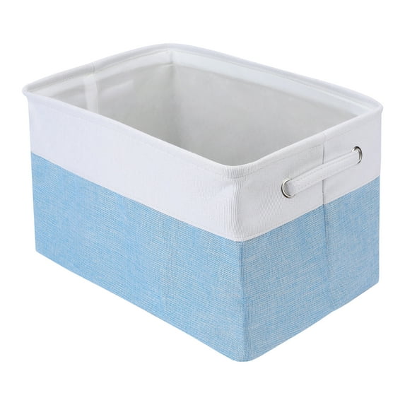 Unique Bargains Storage Cube Fabric Storage Bin with Handles Blue 15*10.2*9.8in