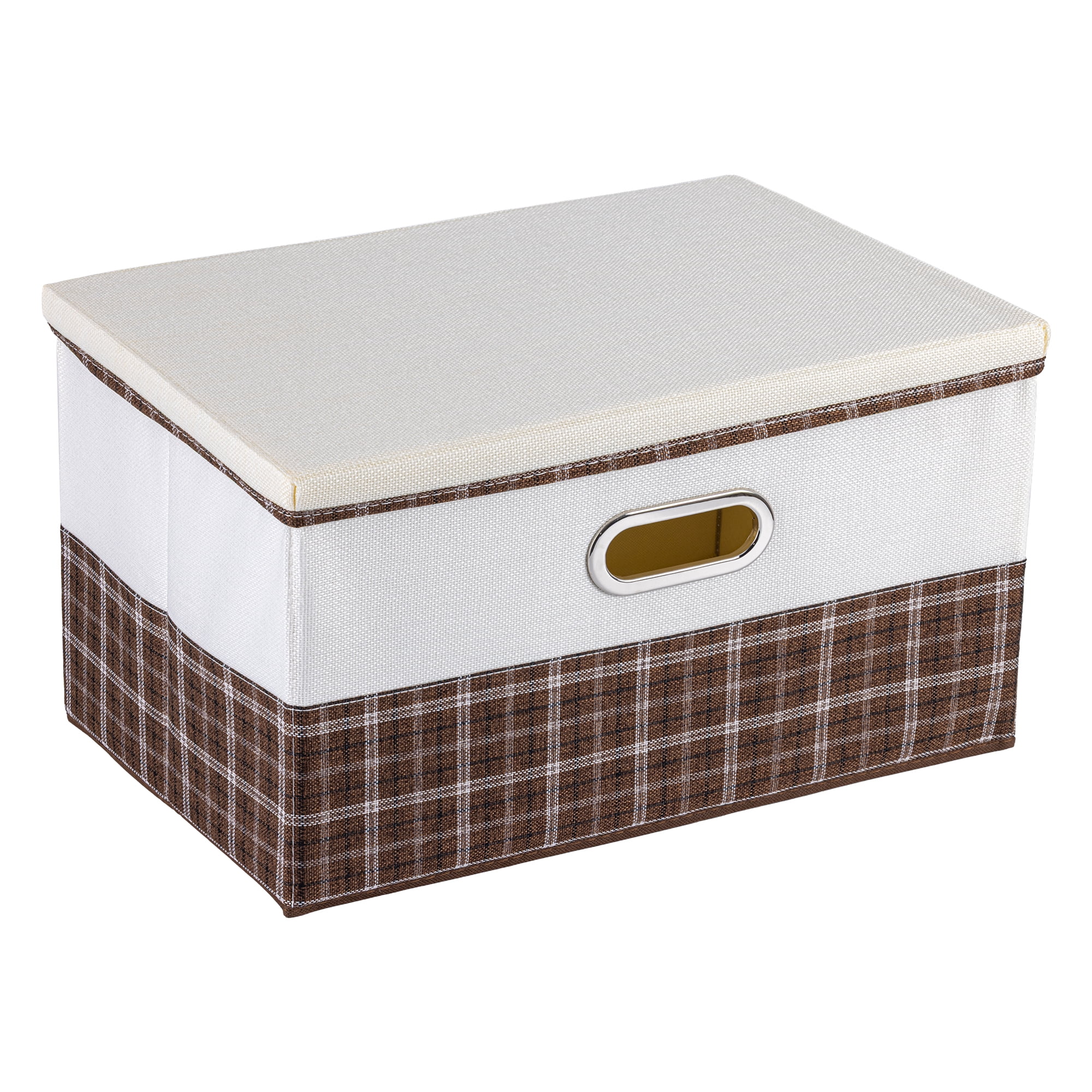 Unique Bargains Storage Cube Fabric Storage Bin with Handles Coffee 15*9.8*8.3in