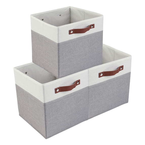 Unique Bargains Storage Cube Fabric Storage Bin with Handles Gray 13*13*13in