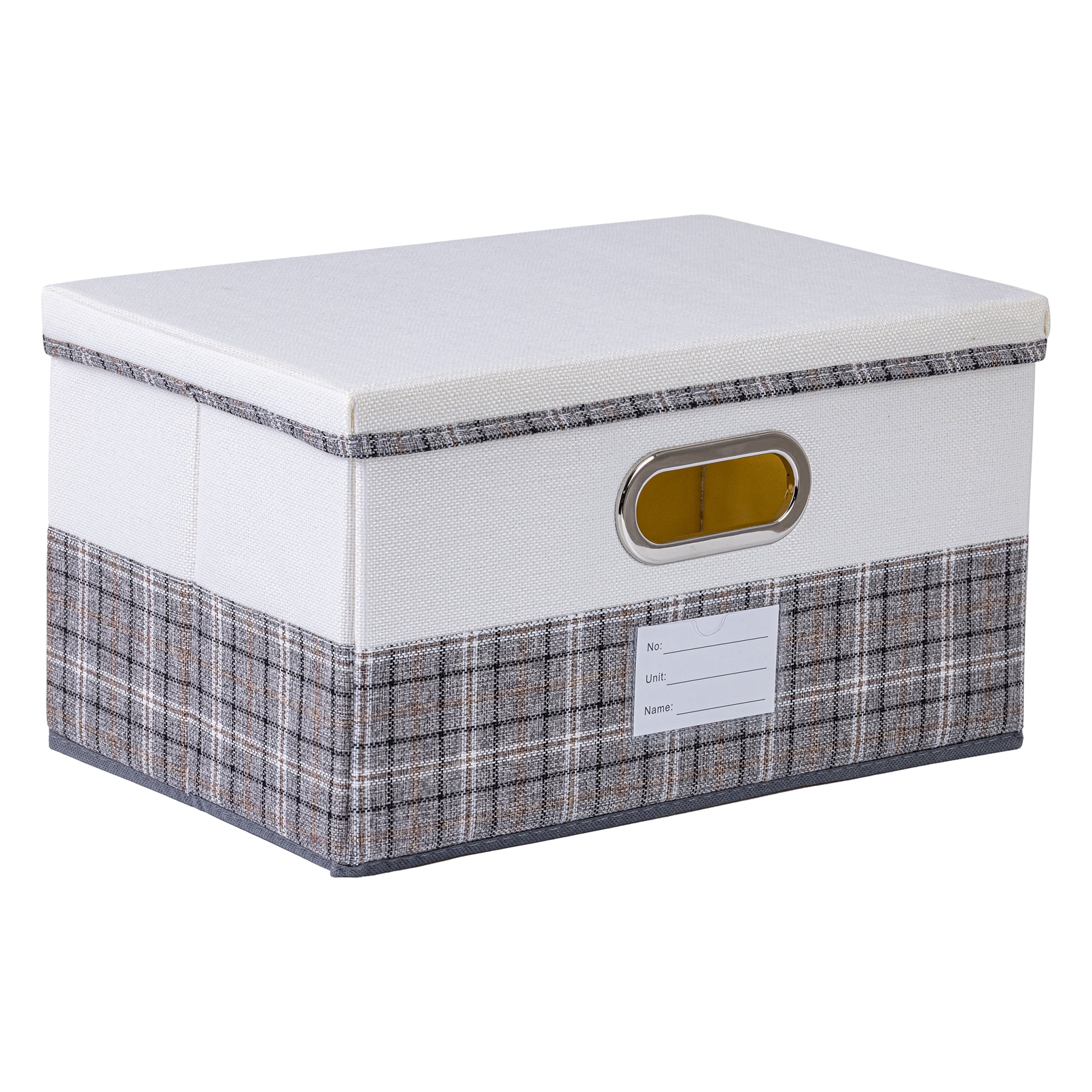 Unique Bargains Storage Cube Fabric Storage Bin with Handles Grey 15*9.8*8.3in