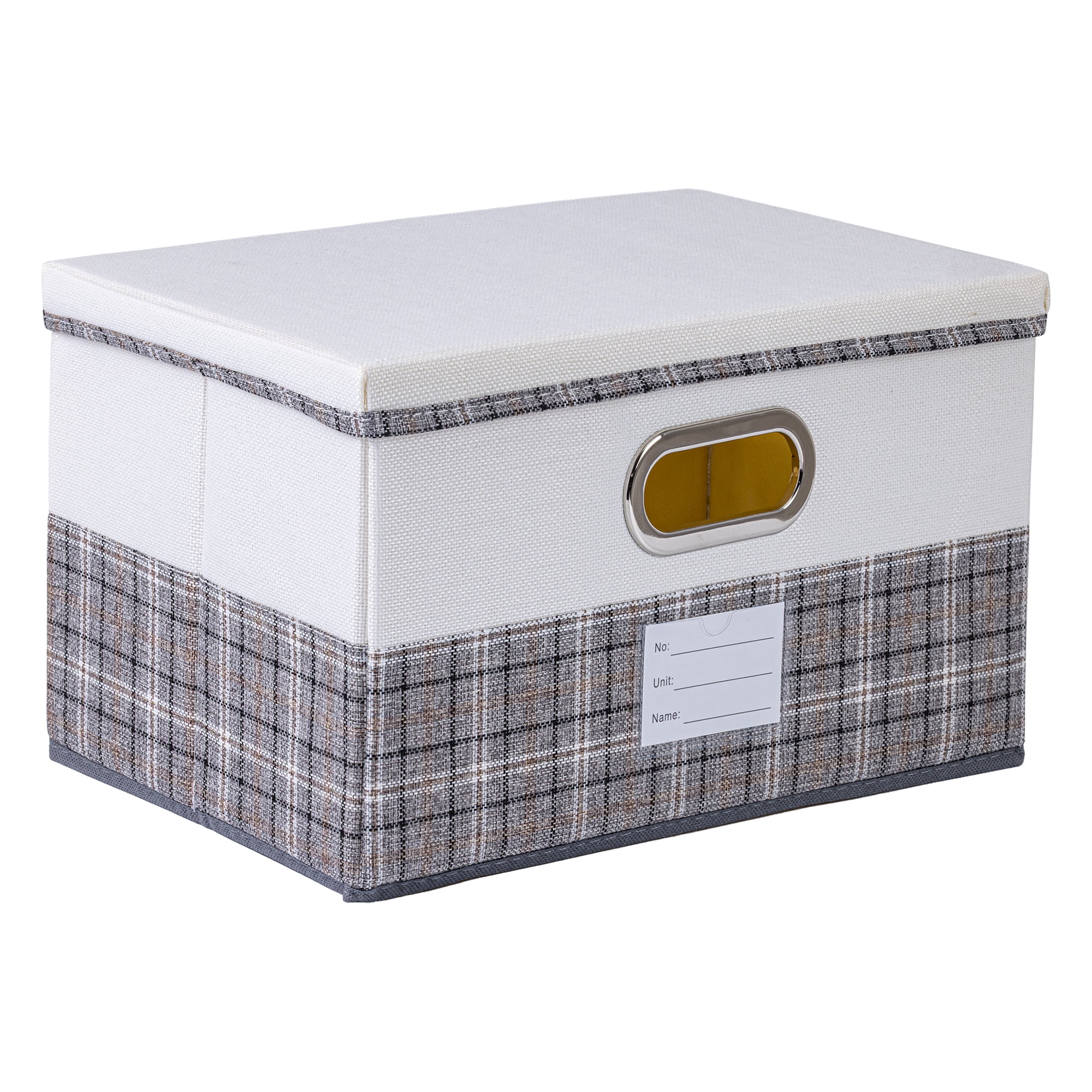 Unique Bargains Storage Cube Fabric Storage Bin with Handles Grey 16.9*11.8*10.6in