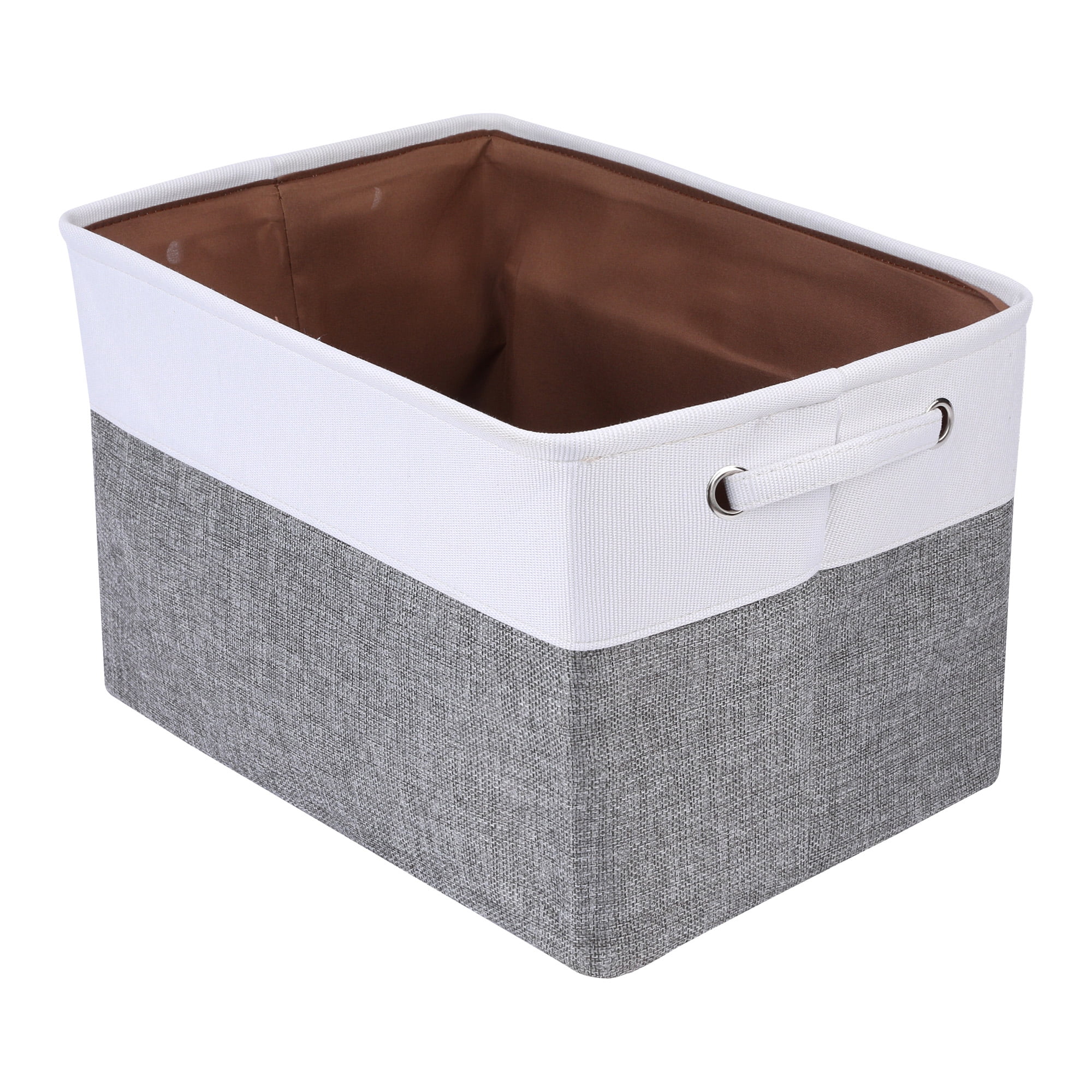 Unique Bargains Storage Cube Fabric Storage Bin with Handles White 15*10.2*9.8in