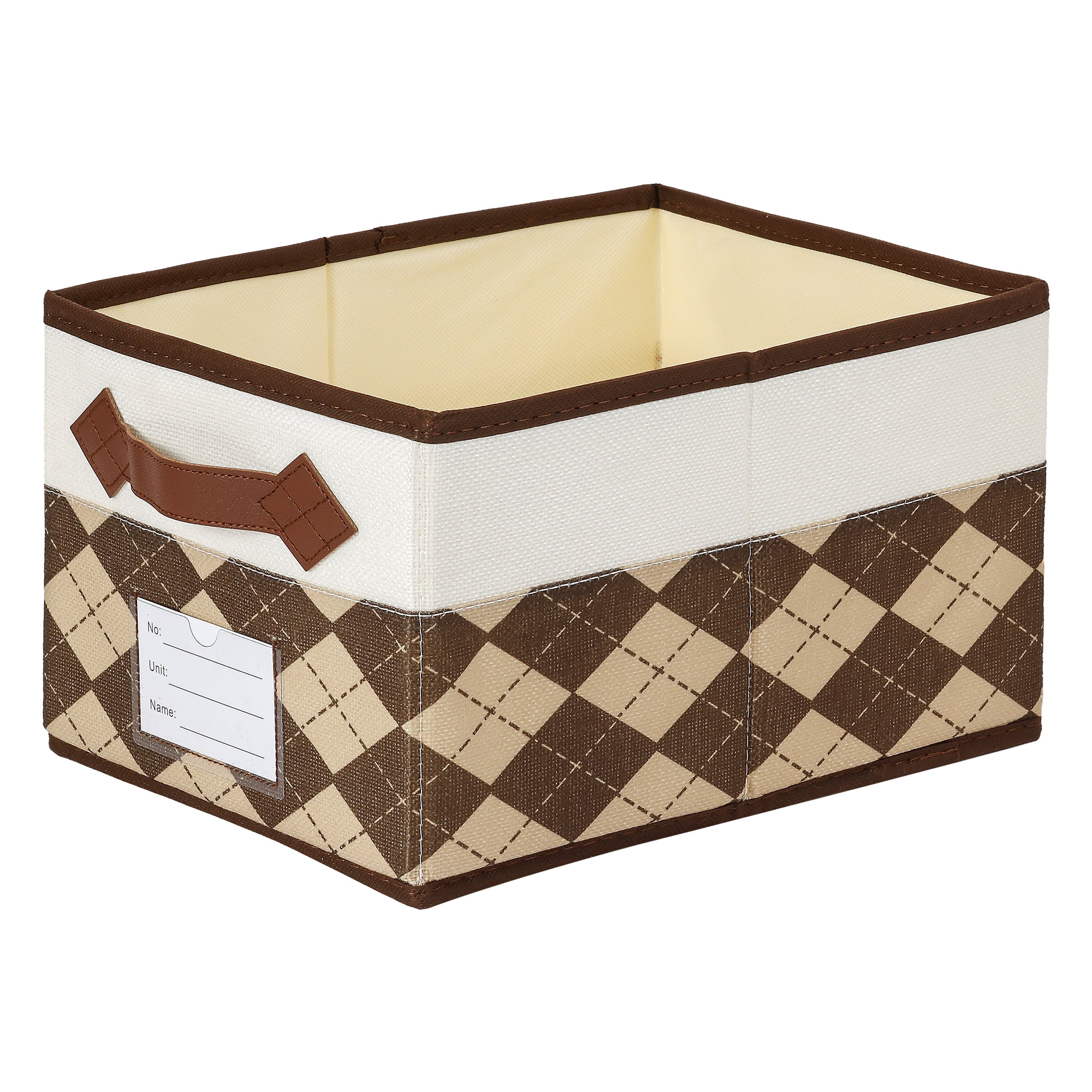 Unique Bargains Storage Basket with Handle for Organizing Beige Coffee 15"x9.8"x8.3"