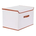 thumbnail image 1 of Unique Bargains Storage Cube Storage Bin with Handles Collapsible Storage Basket Beige L, 1 of 7