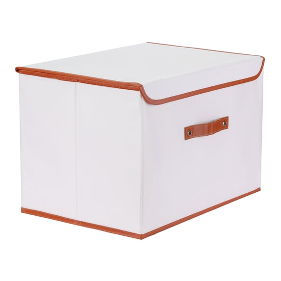 Unique Bargains Storage Cube Storage Bin with Handles Collapsible Storage Basket Beige L
