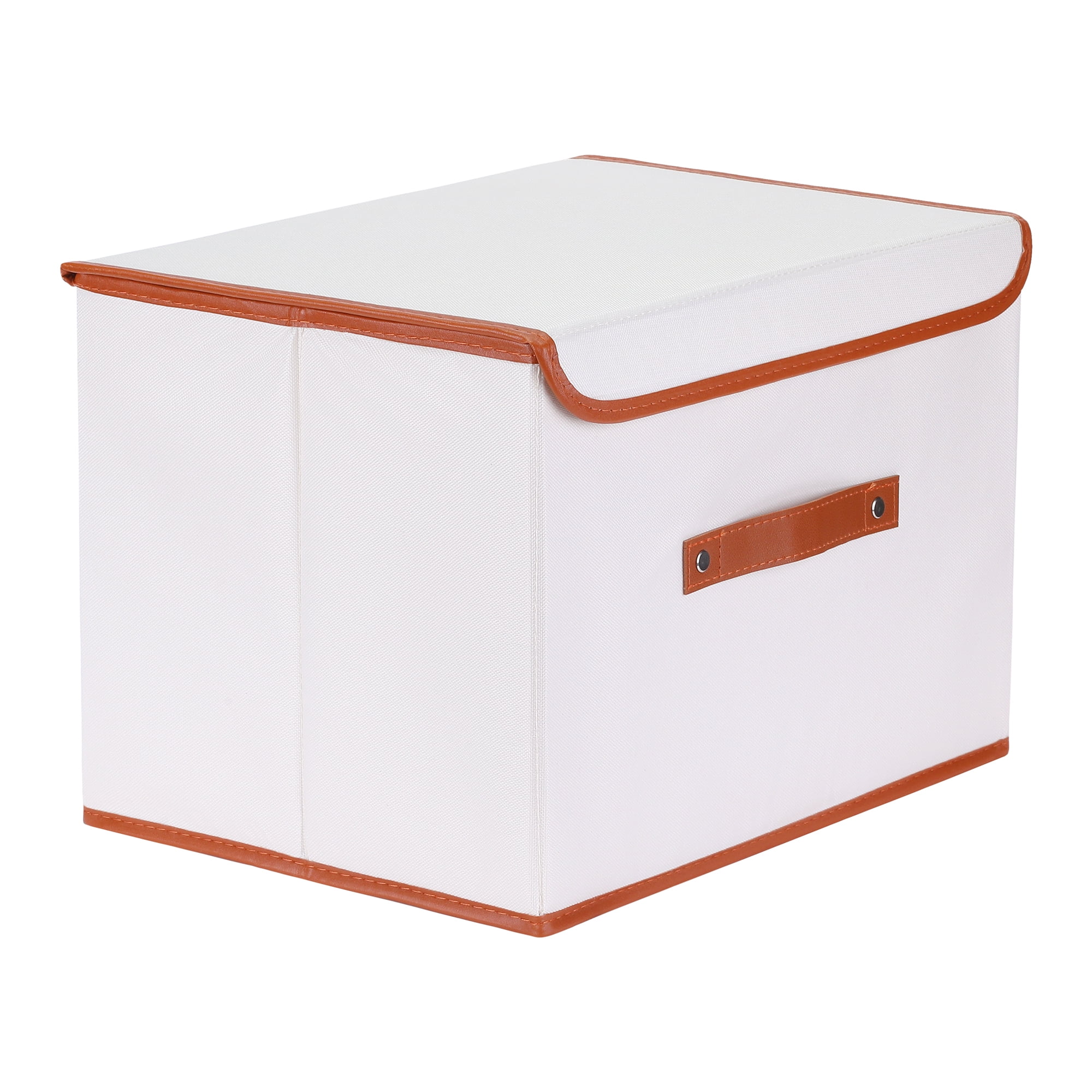 Unique Bargains Storage Cube Storage Bin with Handles Collapsible Storage Basket Beige M