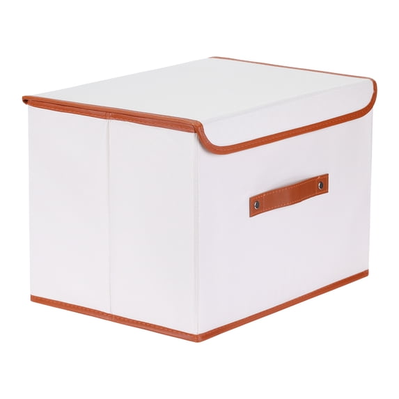 Unique Bargains Storage Cube Storage Bin with Handles Collapsible Storage Basket Beige M