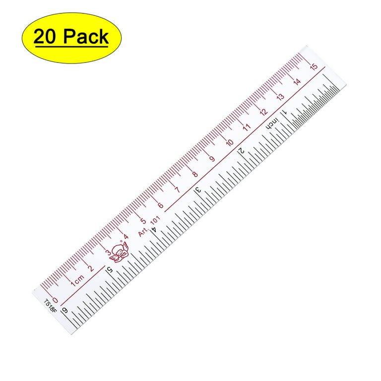 Unique Bargains Straight Ruler 15cm / 6 Inch Metric Double Scale Plastic  Measuring Tool Clear 20pcs 