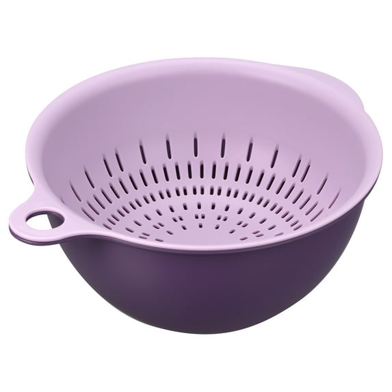 Unique Bargains Strainer Colander Bowl Set, Medium Double Layer Drain Basin and Basket for Fruits, Vegetables, Pasta - Purple