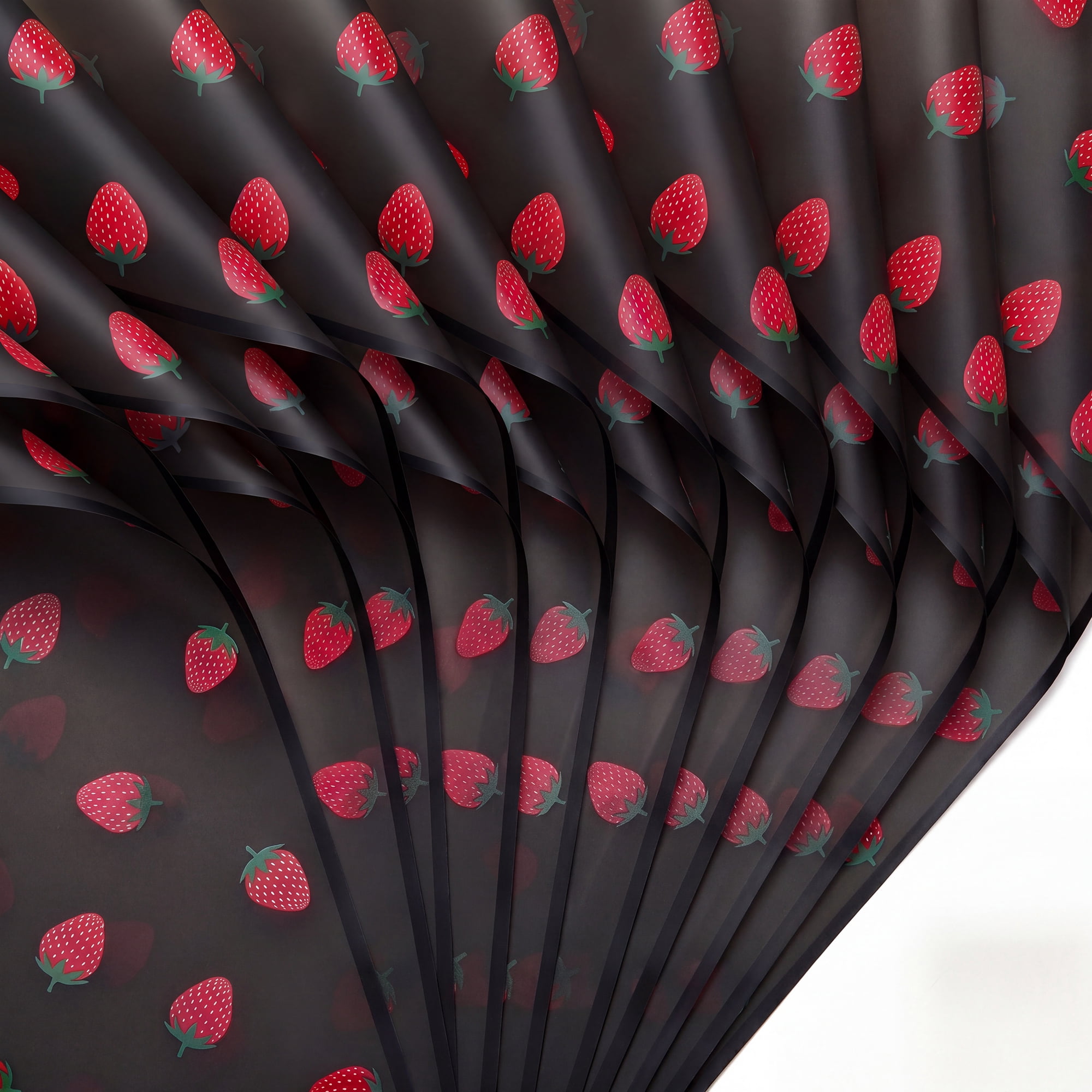 Unique Bargains Strawberry Gift Wrapping Paper Sheets for Floral Gifts Black 22.4"x 22.4"