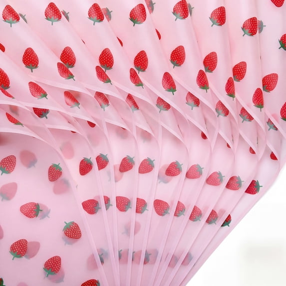 Unique Bargains Strawberry Gift Wrapping Paper Sheets for Floral Gifts Pink 22.4"x 22.4"