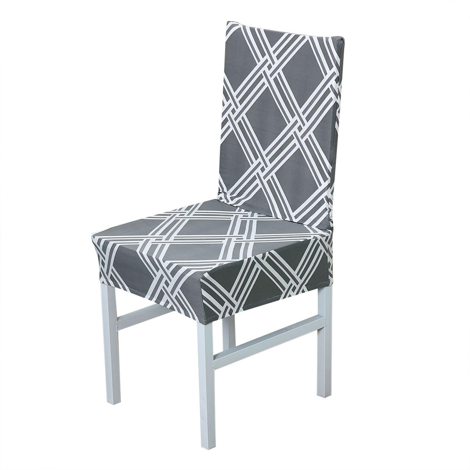 Unique Bargains Stretch Dining Chair Slipcover White and Gray
