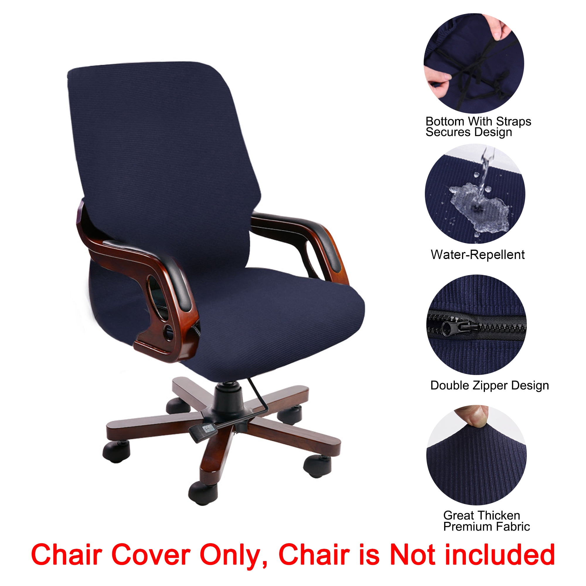 Unique Bargains Stretch Jacquard Office Room Chair Slipcover Navy Blue