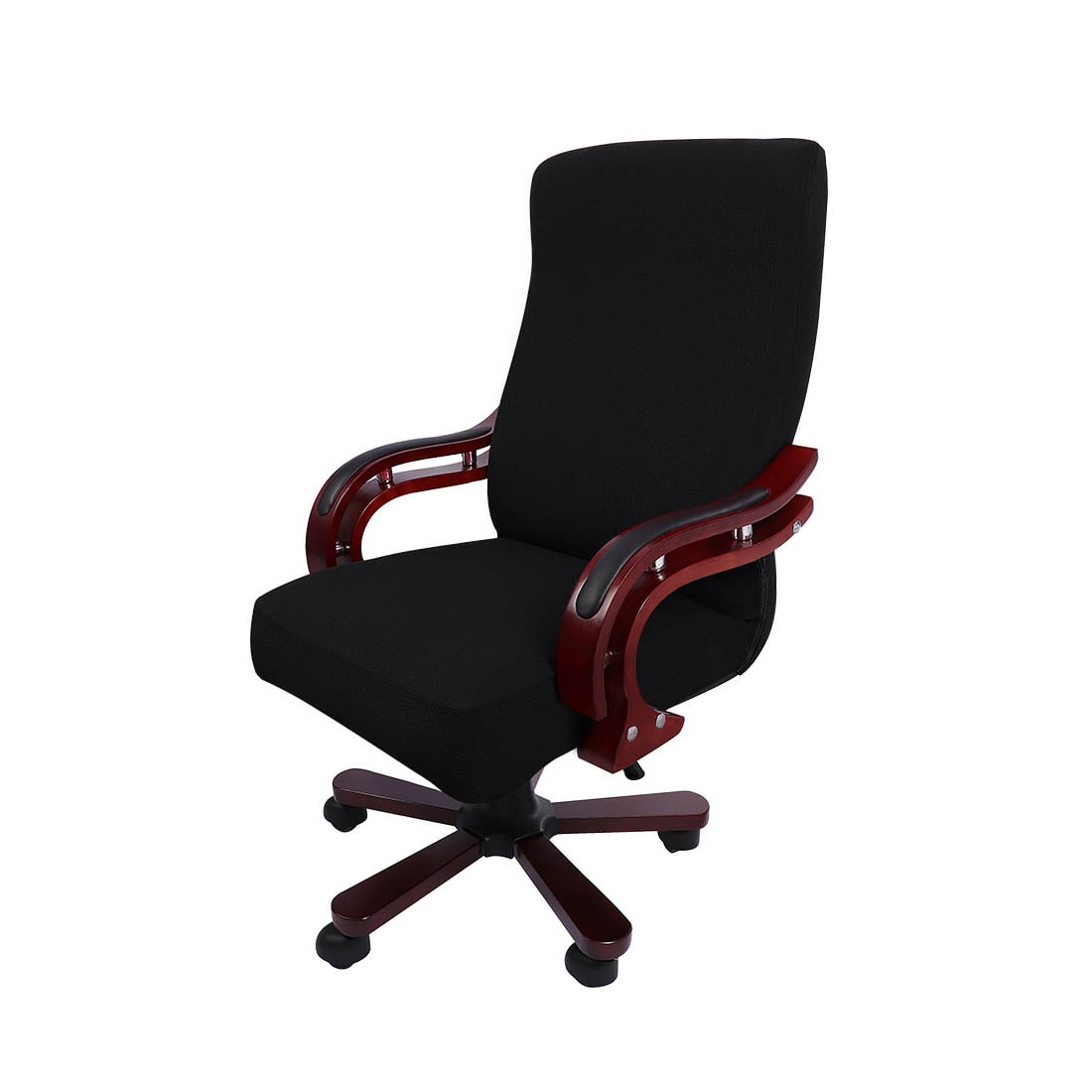 Unique Bargains Stretch Office Chair Cover Armchair Protector Black L