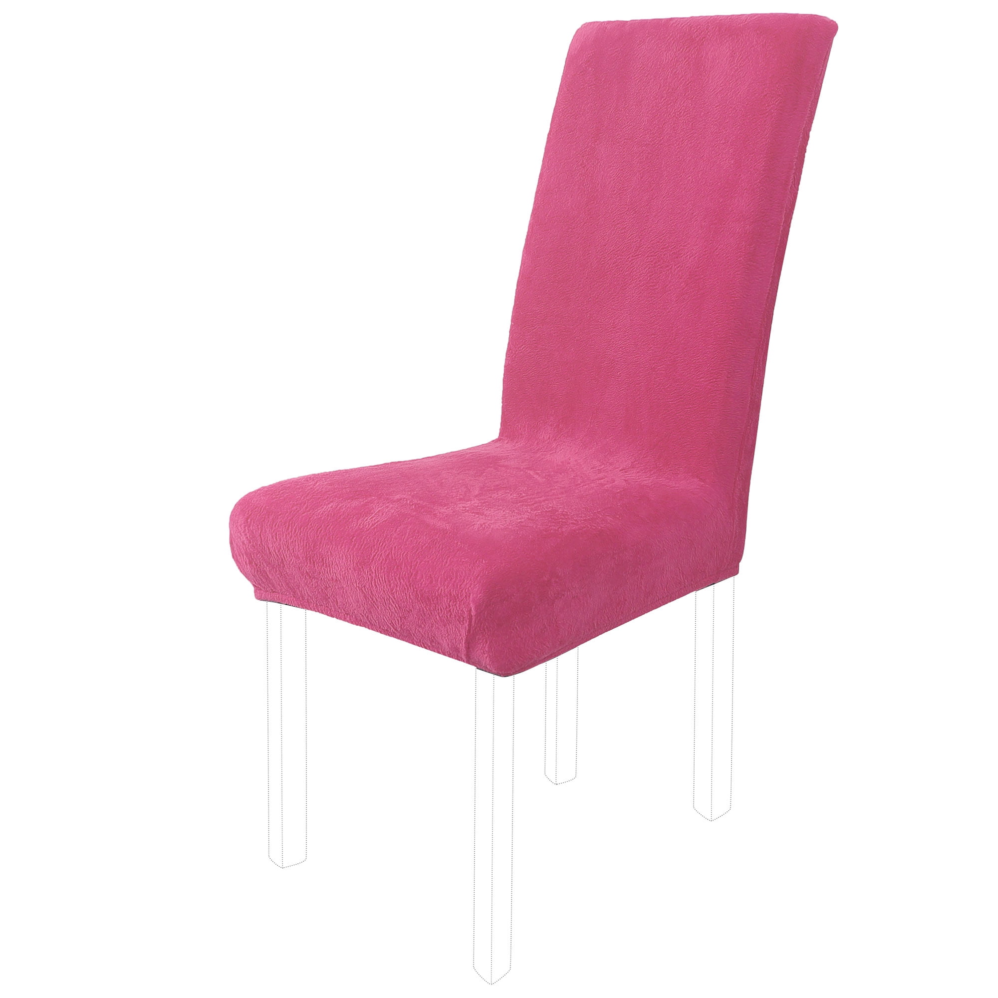 Unique Bargains Stretch Plush Short Dining Chair Cover Fuchsia
