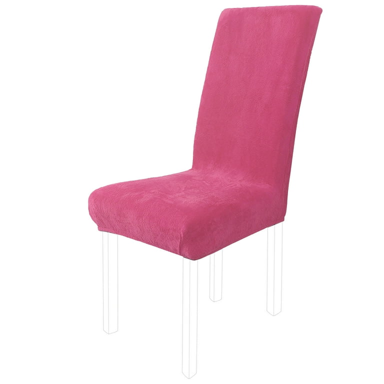 Unique Bargains Stretch Plush Short Dining Chair Cover Fuchsia