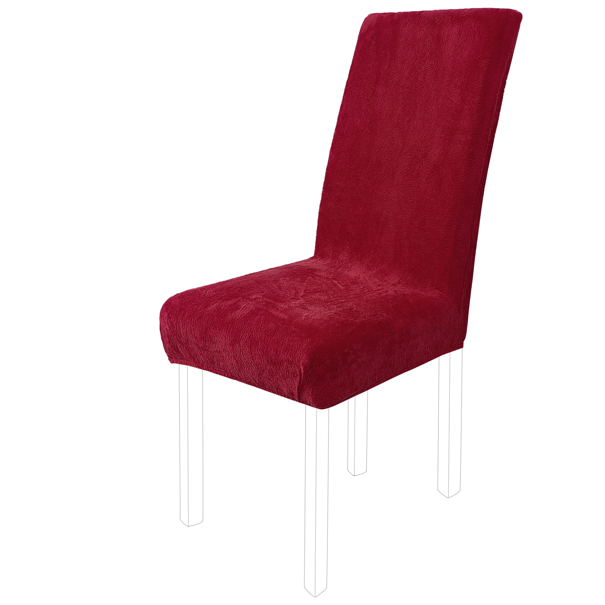 Unique Bargains Stretch Plush Short Dining Chair Cover Red