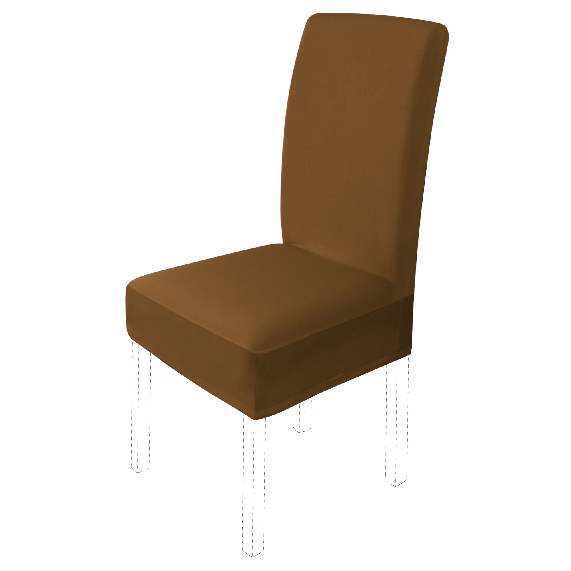 Unique Bargains Stretch Polyester Dining Chair Covers Protector Slipcovers Brown 4 Pcs