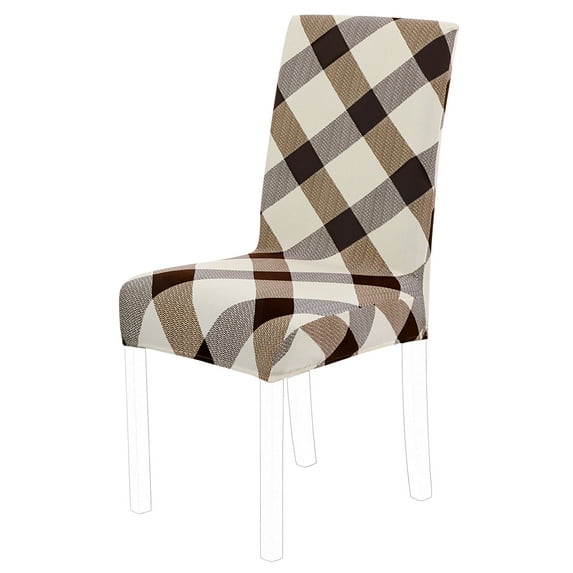Unique Bargains Stretch Polyester Dining Chair Covers Set of 6, Brown and Beige