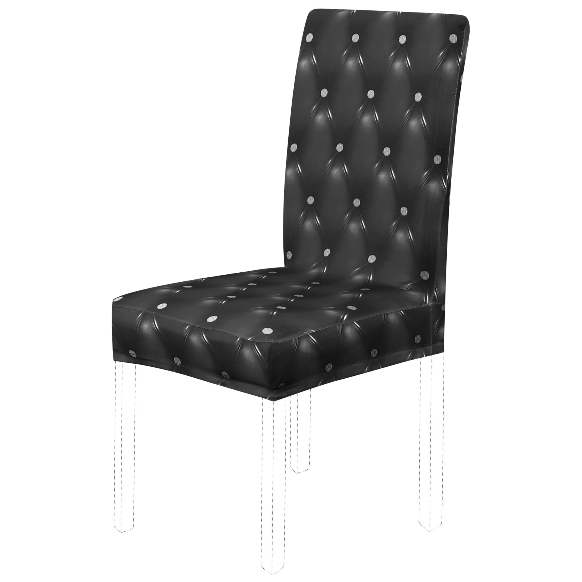 Unique Bargains Stretch Polyester Washable Dining Chair Covers Slipcovers Black 6 Pcs
