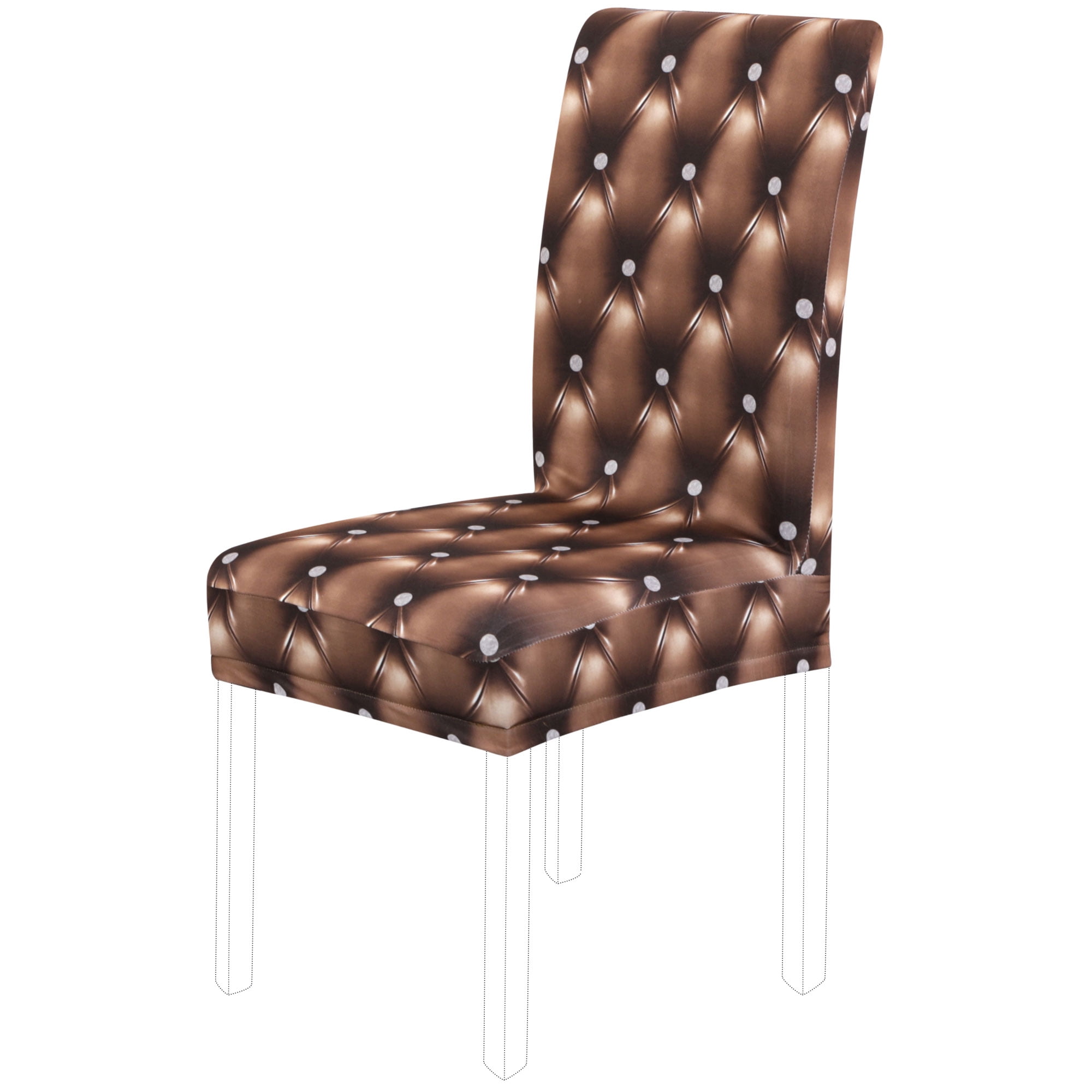 Unique Bargains Stretch Polyester Washable Dining Chair Covers Slipcovers Coffee 6 Pcs