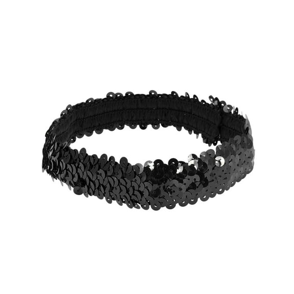 Unique Bargains Stretch Sequins Headbands 1 Pc Black