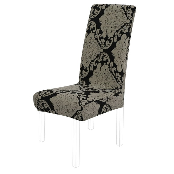 Unique Bargains Stretch Spandex Dining Chair Slipcover Black and Brown M