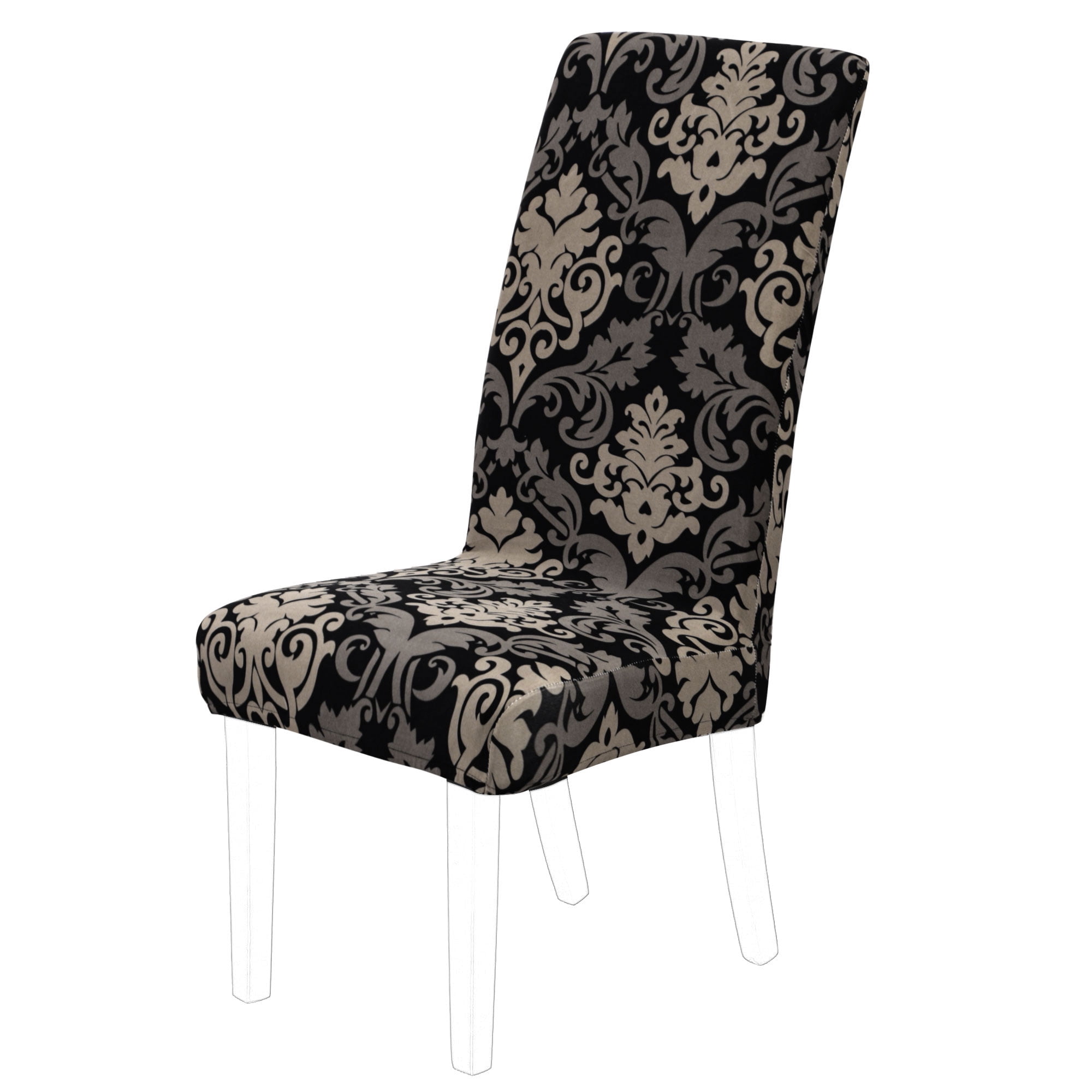 Unique Bargains Stretch Spandex Dining Chair Slipcover Black and Gray M