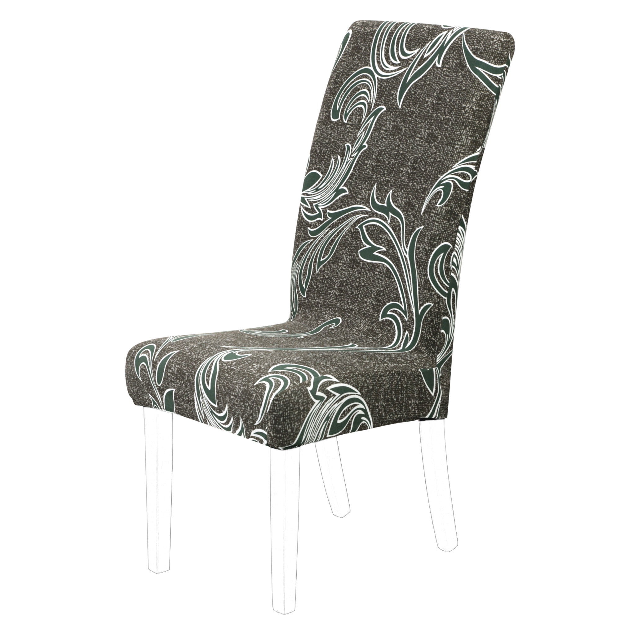 Unique Bargains Stretch Spandex Dining Chair Slipcover Gray and Green M