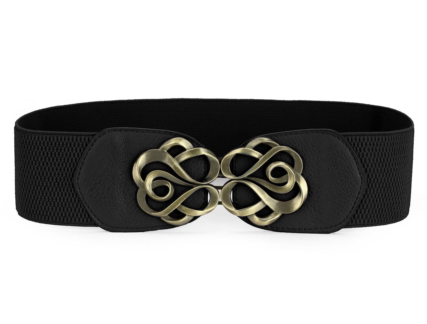 Unique Bargains Stretchy Faux Leather Buckle Part Waistband Cinch Belt for Lady