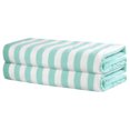 thumbnail image 1 of Unique Bargains Stripe 2 Pack Bath Towels Set Cotton Lightweight Towels for Bathroom Green 28" x 56", 1 of 8