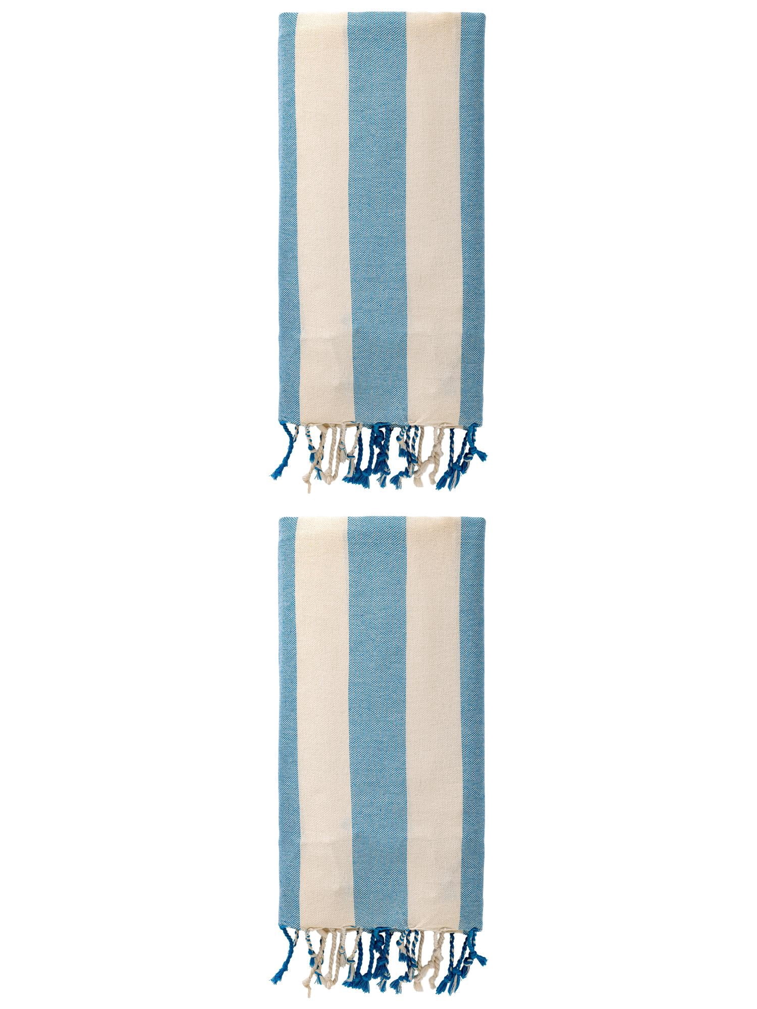 Unique Bargains Stripe Absorbent Quick Dry Beach Towel 2 Pack Blue 71"x40"