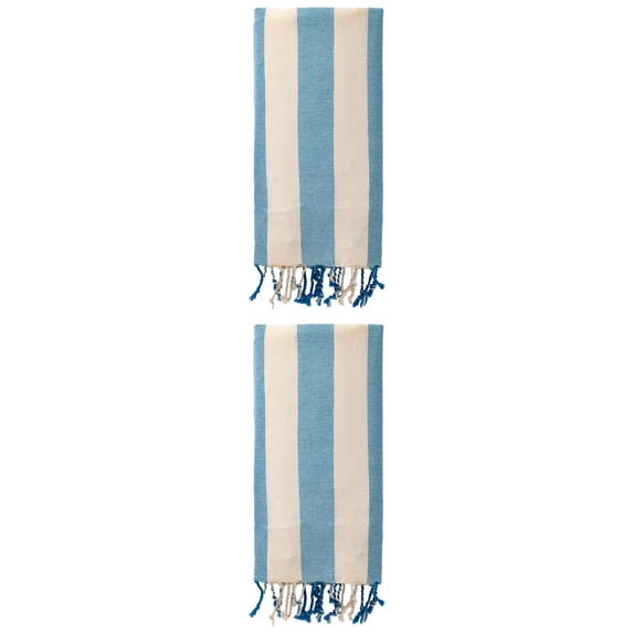 Unique Bargains Stripe Absorbent Quick Dry Beach Towel 2 Pack Blue 71"x40"