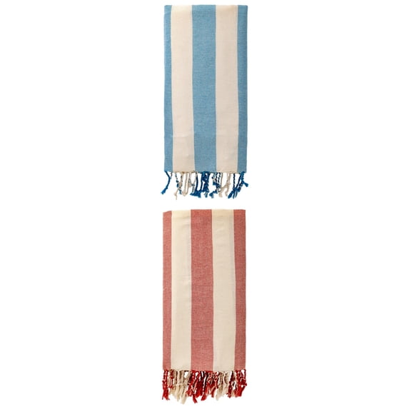 Unique Bargains Stripe Absorbent Quick Dry Beach Towel 2 Pack Blue/Red 71"x40"