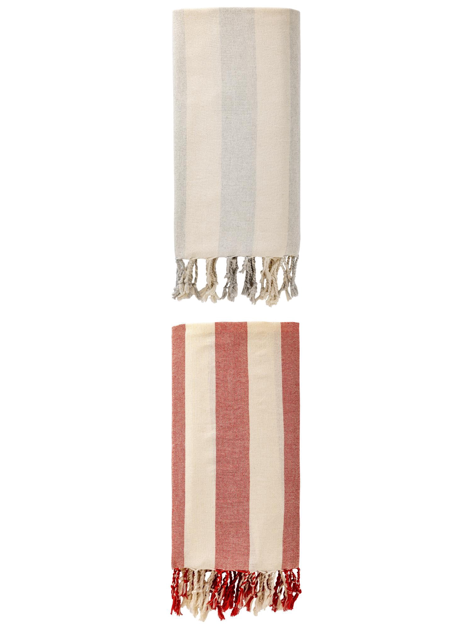 Unique Bargains Stripe Absorbent Quick Dry Beach Towel 2 Pack Grey/Red 71"x40"