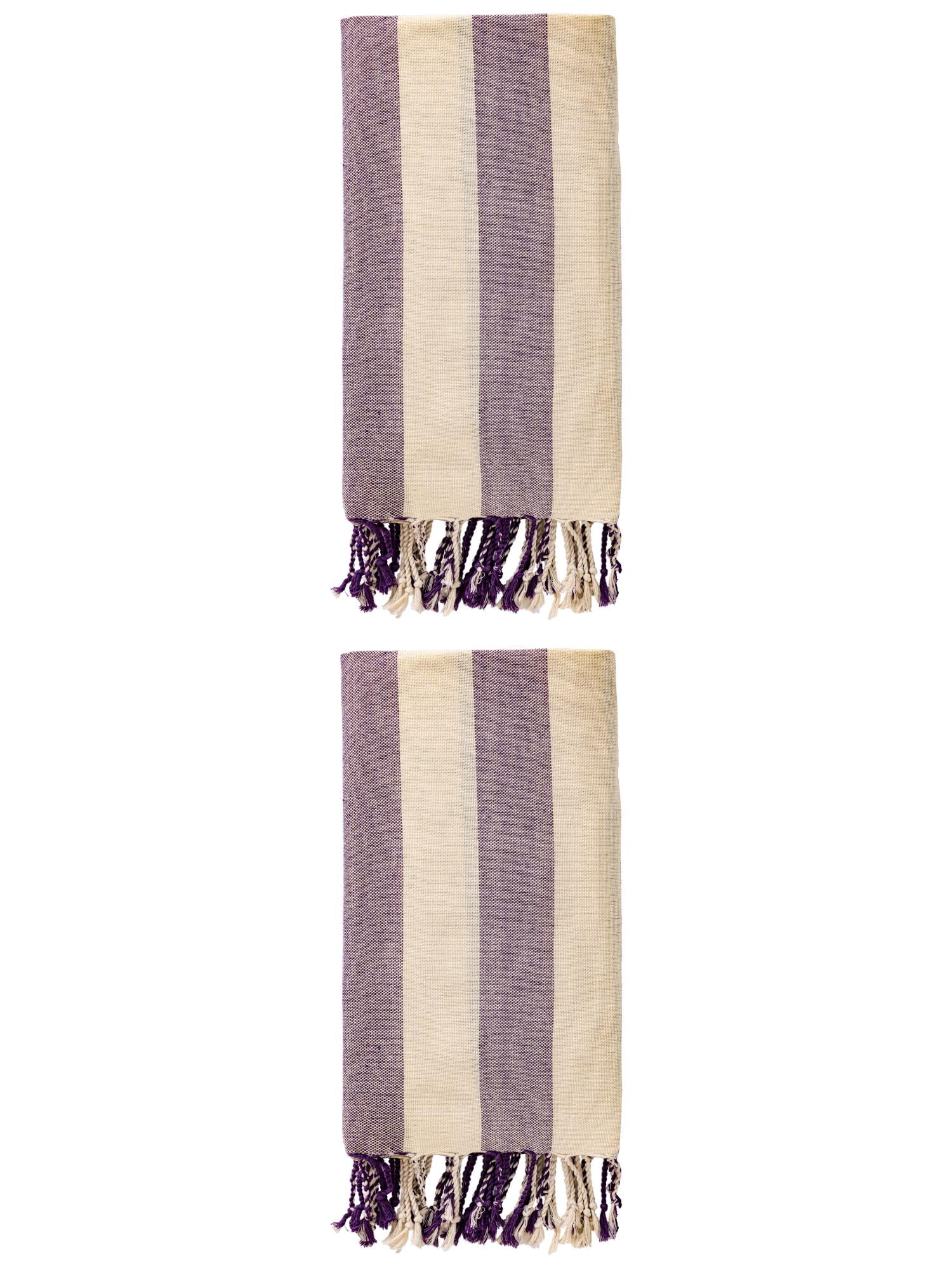 Unique Bargains Stripe Absorbent Quick Dry Beach Towel 2 Pack Purple 71"x40"