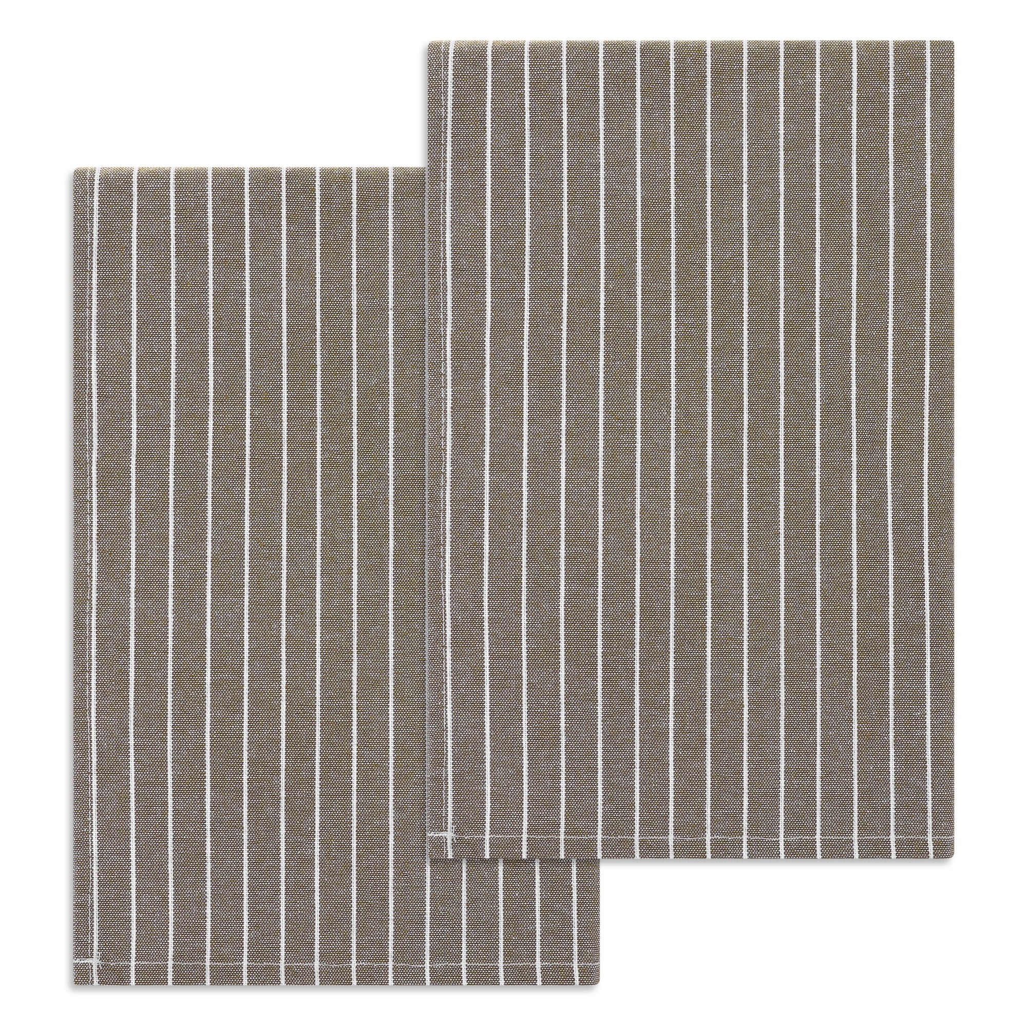 Unique Bargains Stripe Kitchen Towels Highly Absorbent Long-Lasting Hand Towels Brown 2pk