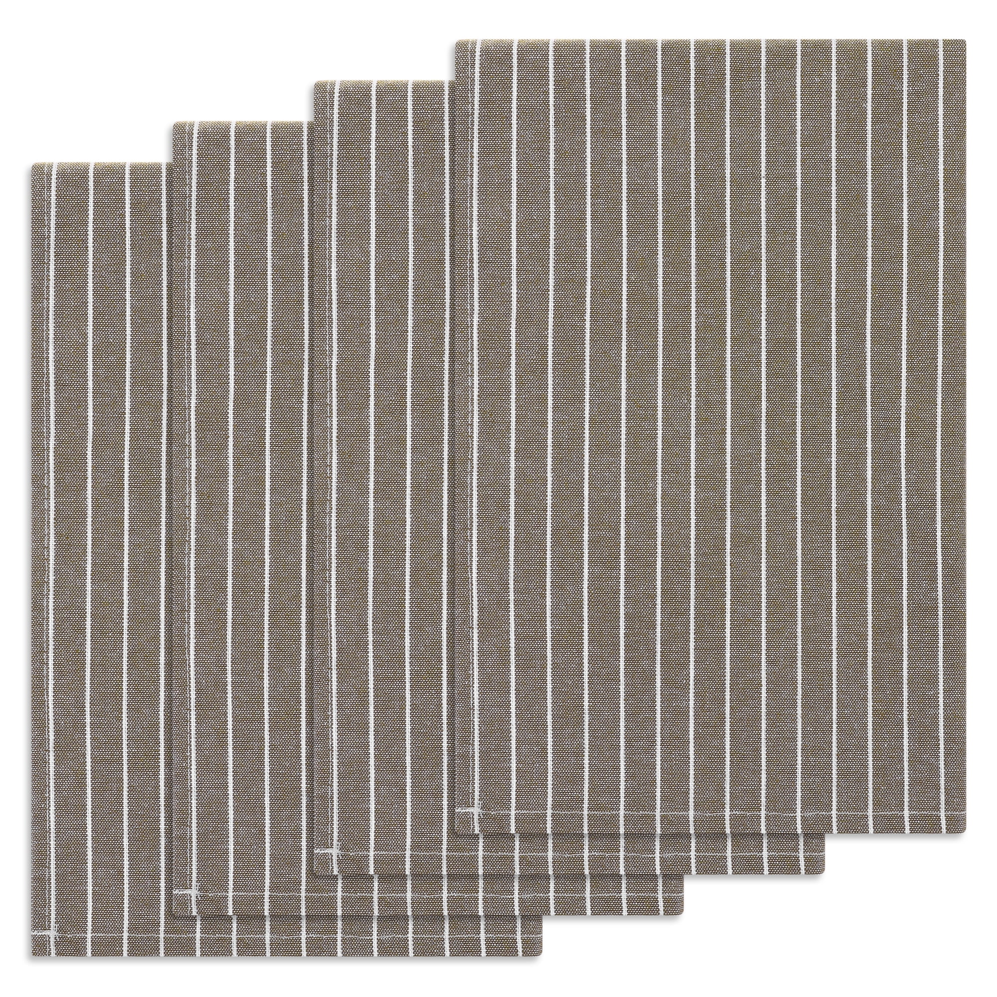 Unique Bargains Stripe Kitchen Towels Highly Absorbent Long-Lasting Hand Towels Brown 4pk