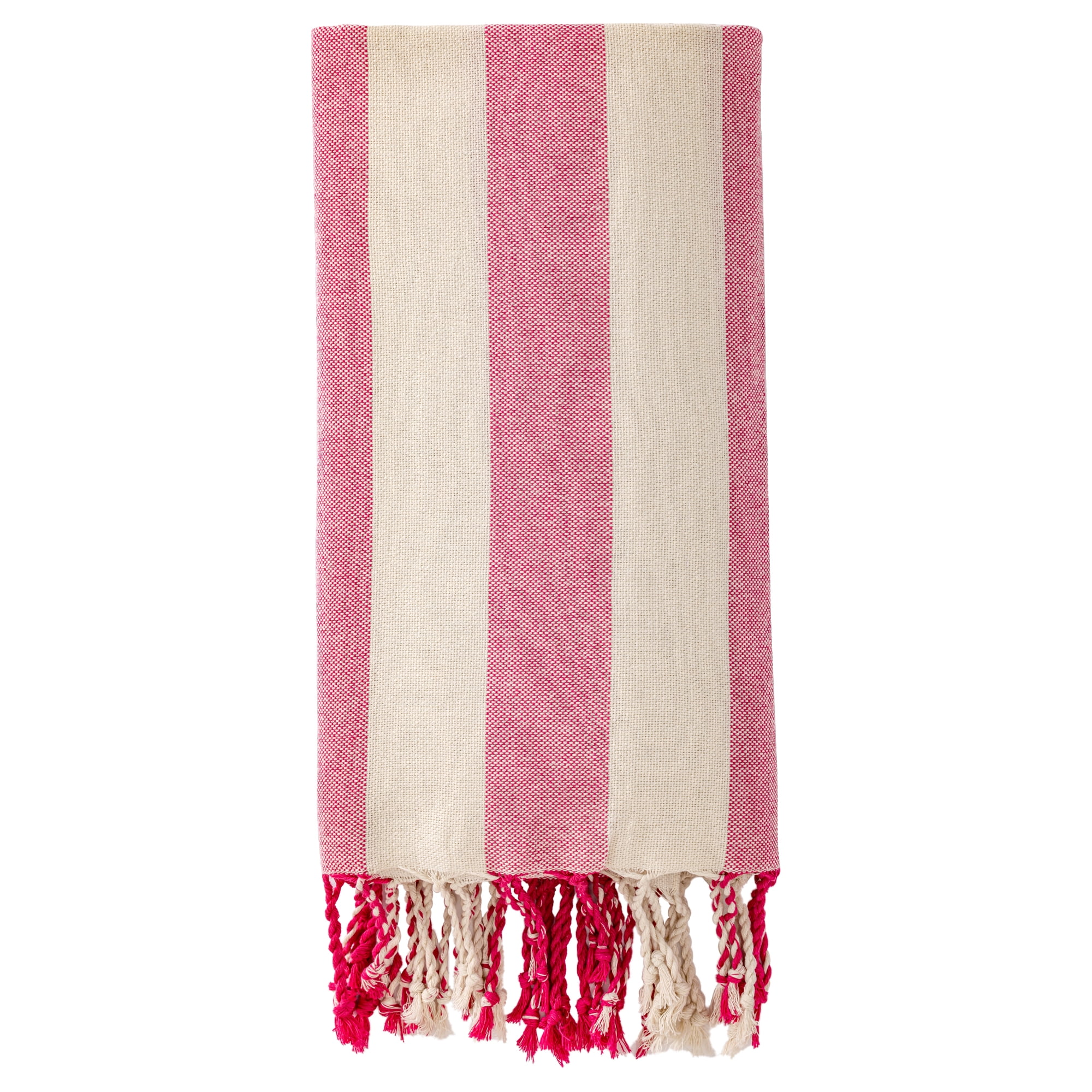 Unique Bargains Stripe Lightweight Absorbent Quick Dry Beach Towel Rose Red 71" x 40"