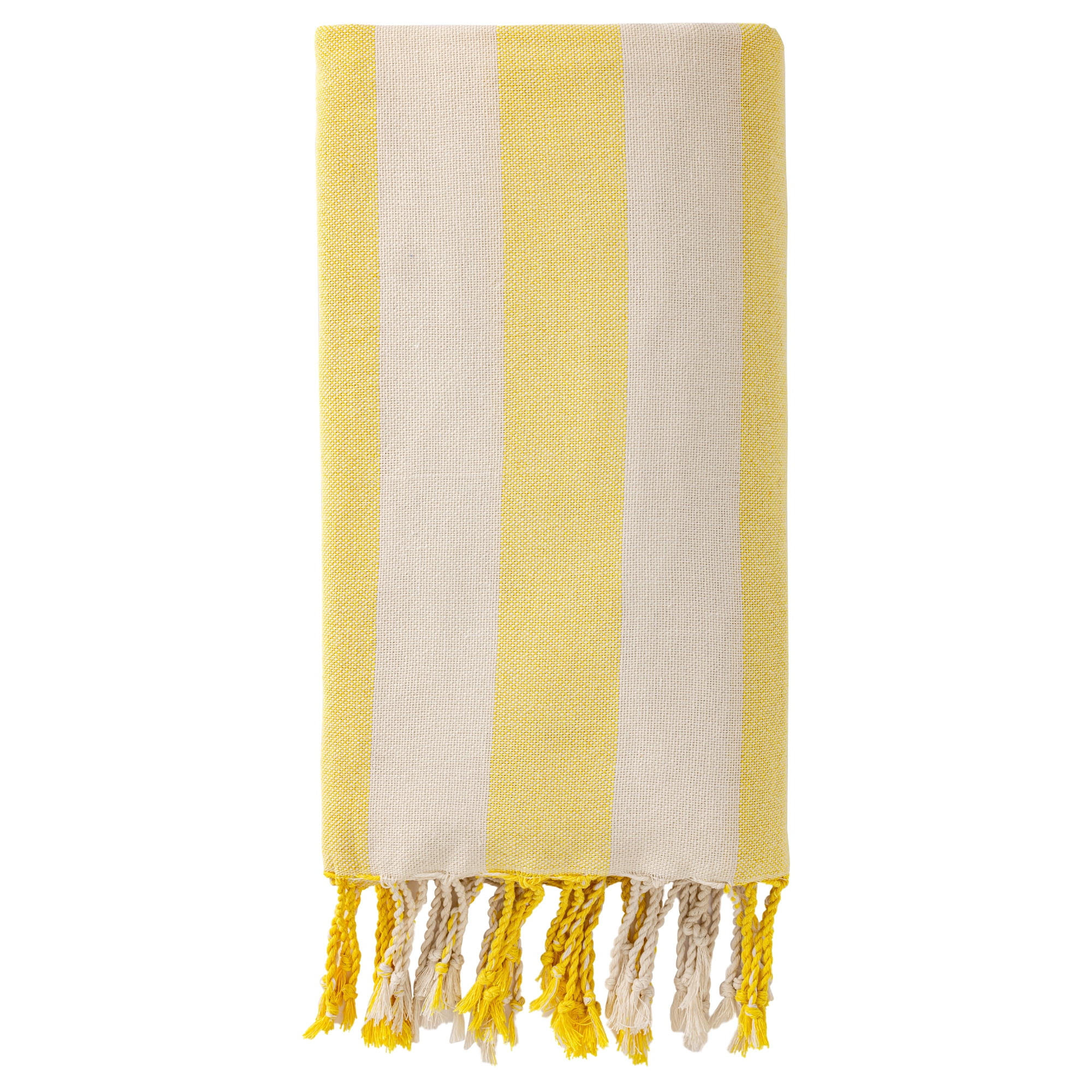 Unique Bargains Stripe Lightweight Absorbent Quick Dry Beach Towel Yellow 71" x 40"