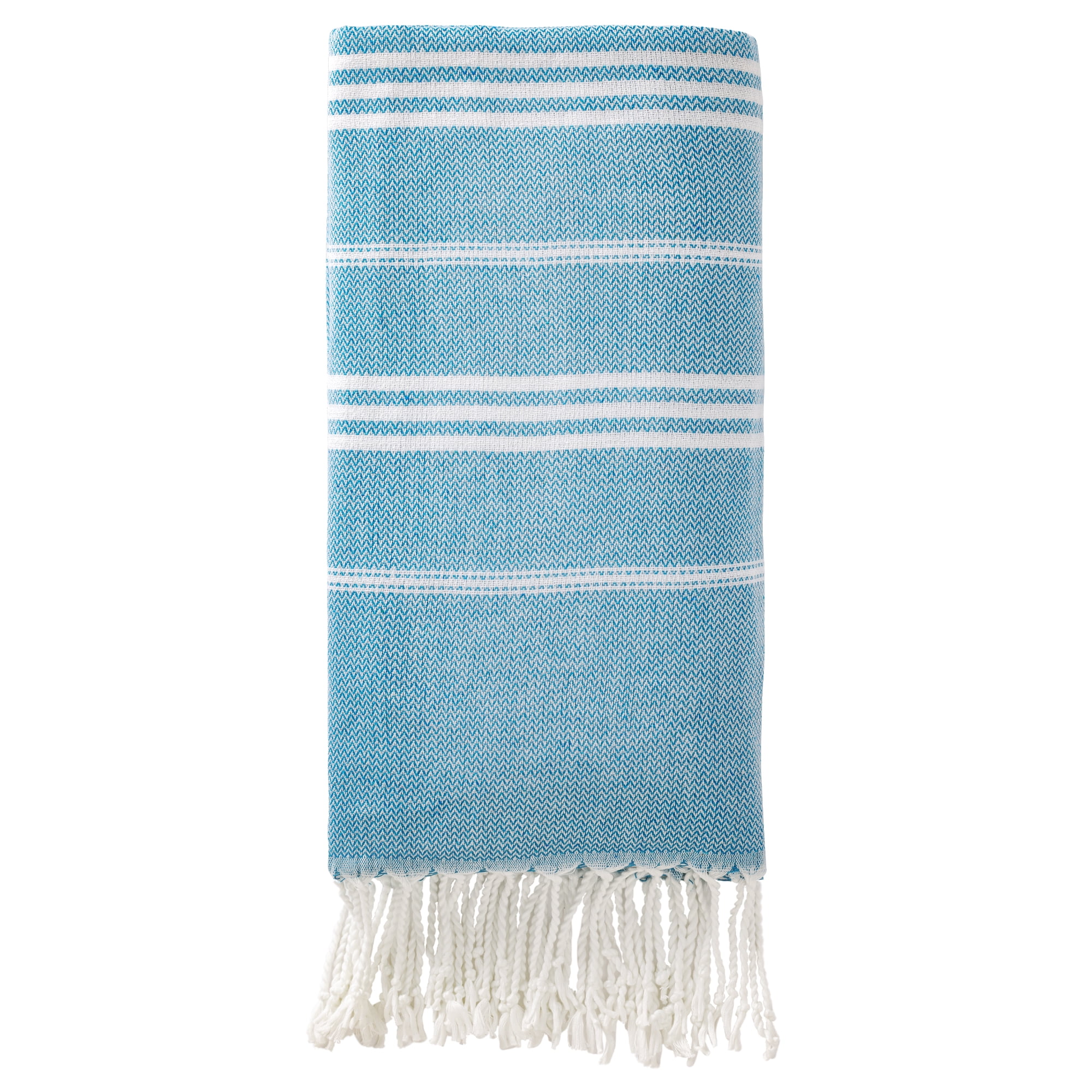 Unique Bargains Stripe Turkish Quick Dry Sand Free Beach Towel Blue 71" x 35"