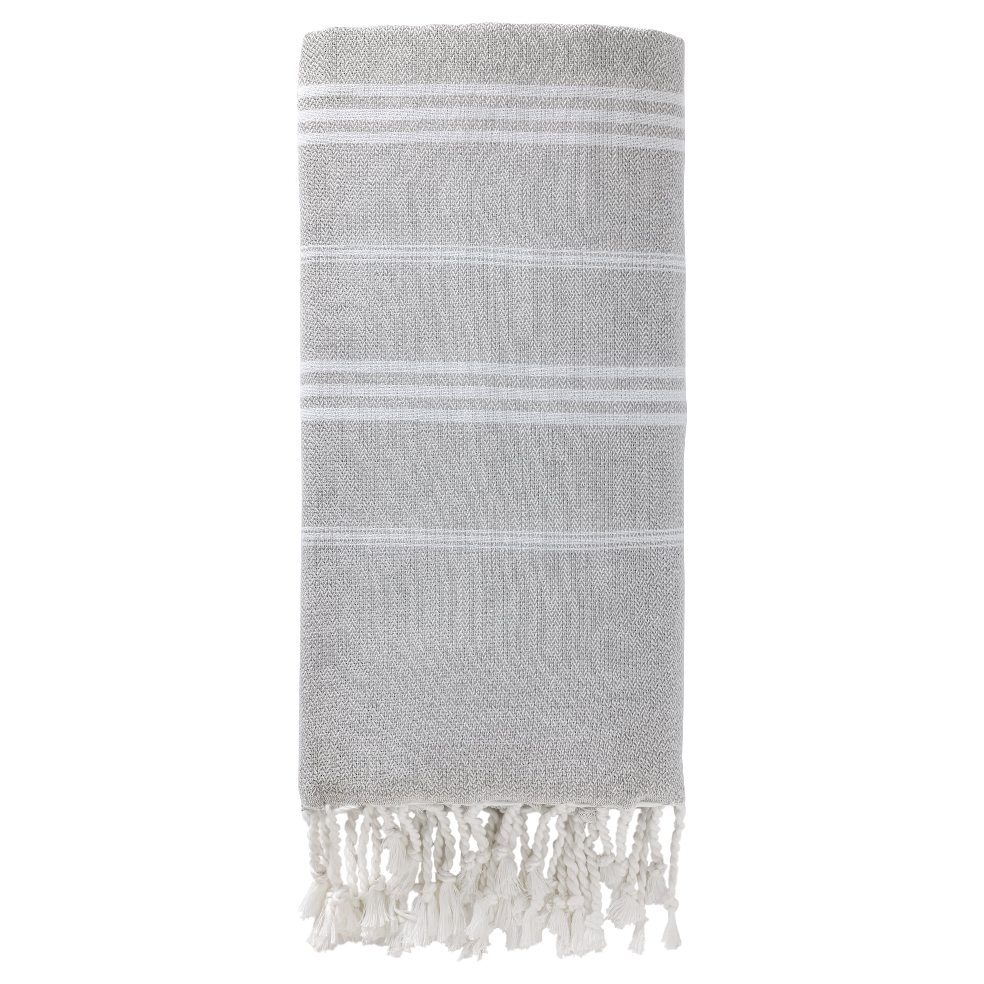 Unique Bargains Stripe Turkish Quick Dry Sand Free Beach Towel Grey 71" x 35"