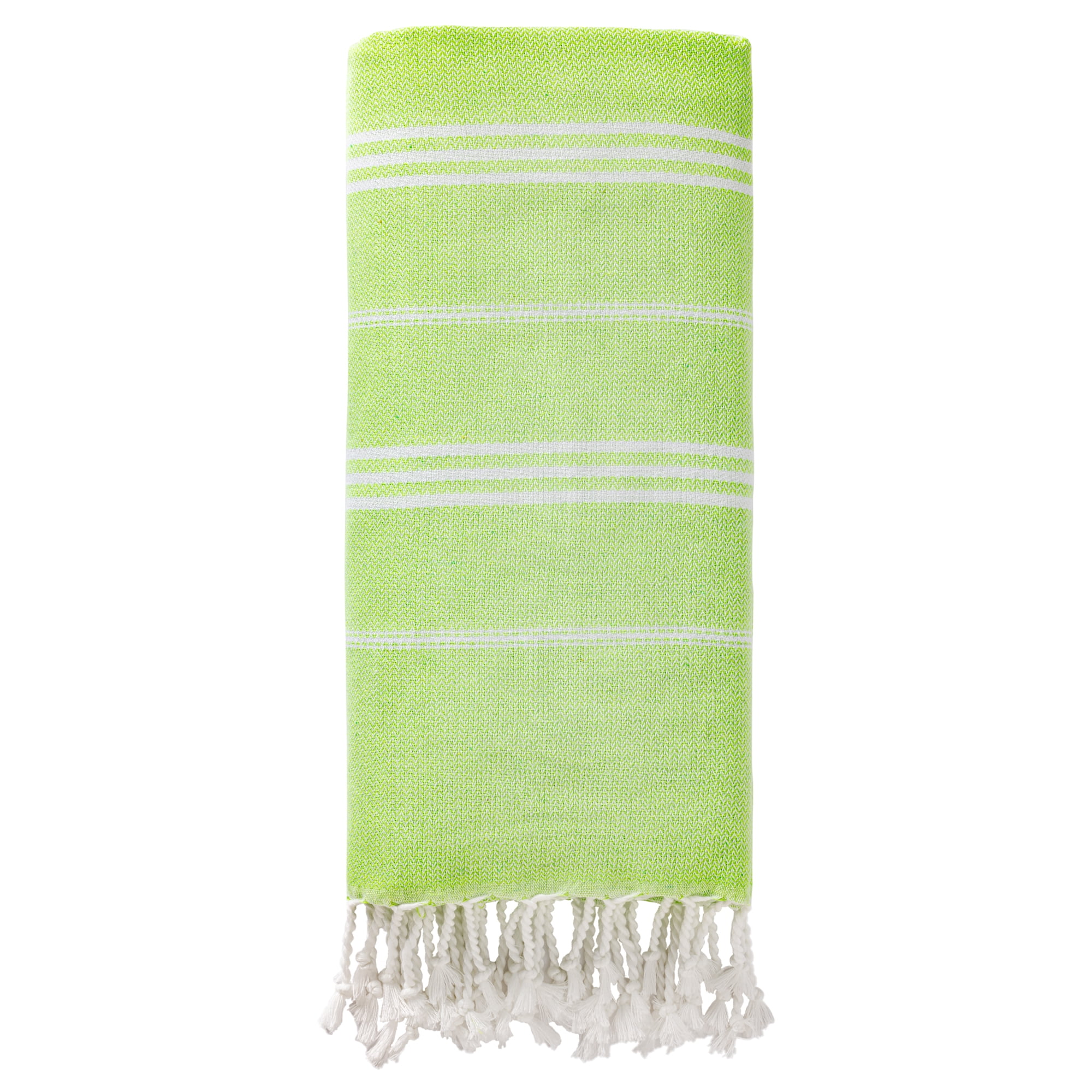 Unique Bargains Stripe Turkish Quick Dry Sand Free Beach Towel Light Green 71" x 35"