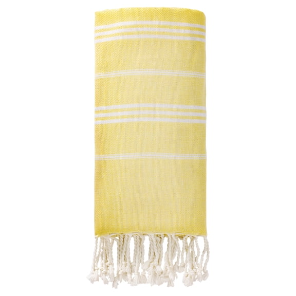 Unique Bargains Stripe Turkish Quick Dry Sand Free Beach Towel Light Yellow 71" x 35"